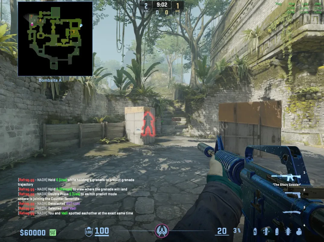A CT hides behind the box on Ancient A site while a T entry silhouette approaches.