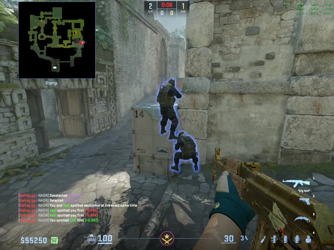 Two CTs set up a boost beside the box at Ancient Ramp.