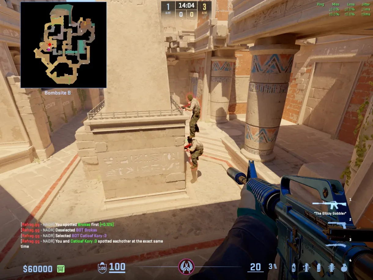Two CT players stack beside the B site pillar to create an elevated angle.