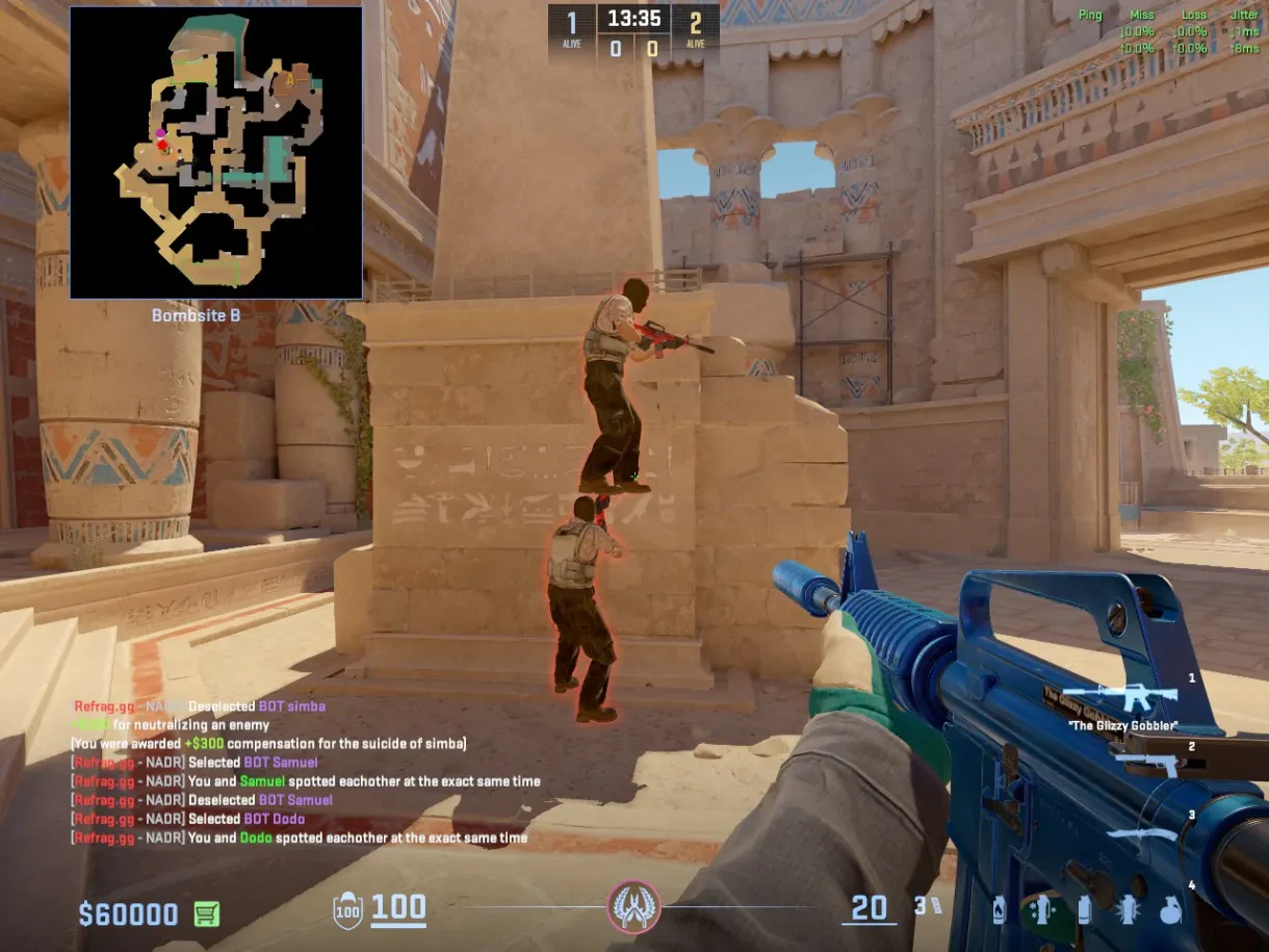 Two CT players stack beside the right B site pillar to create an elevated angle.