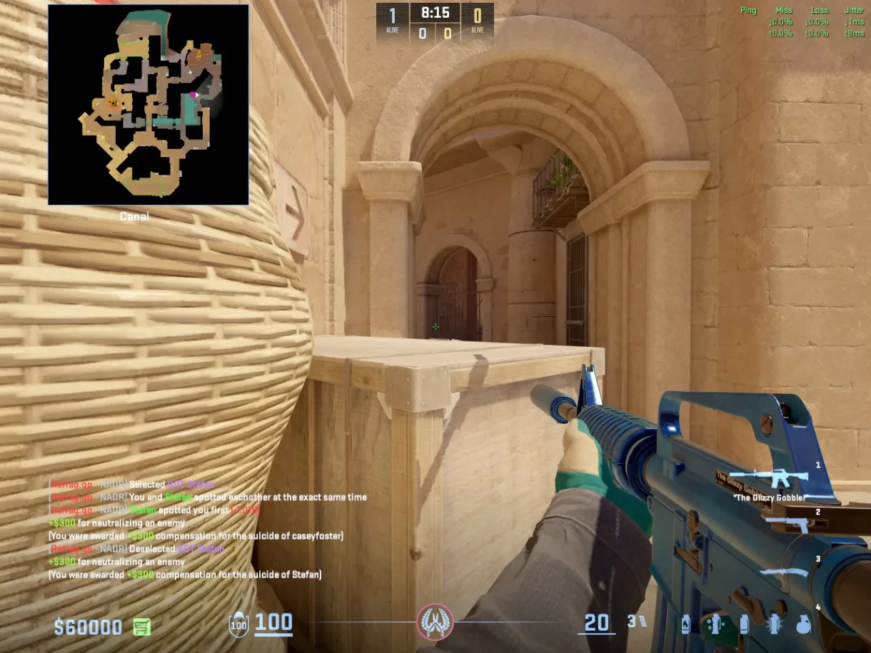A T holds the Headshot hiding spot from behind the Canal crate.