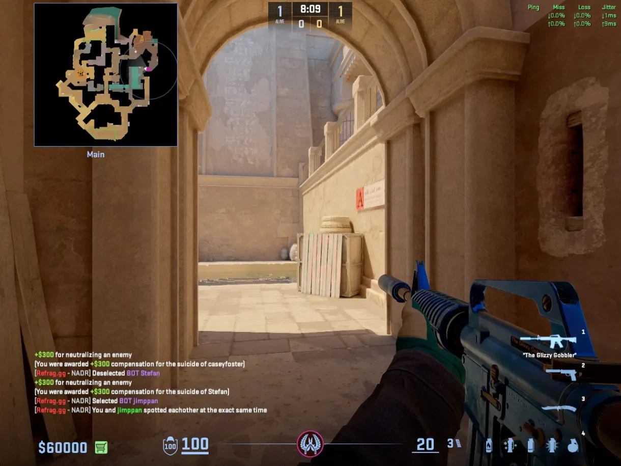 A T holds the Main arch toward the Headshot approach.