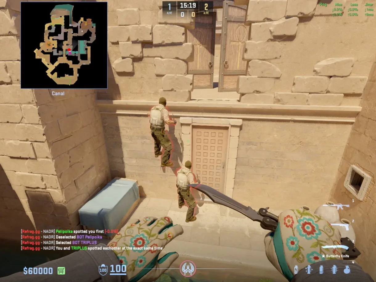 Two T players stack beside the Canal wall to create a boosted angle.