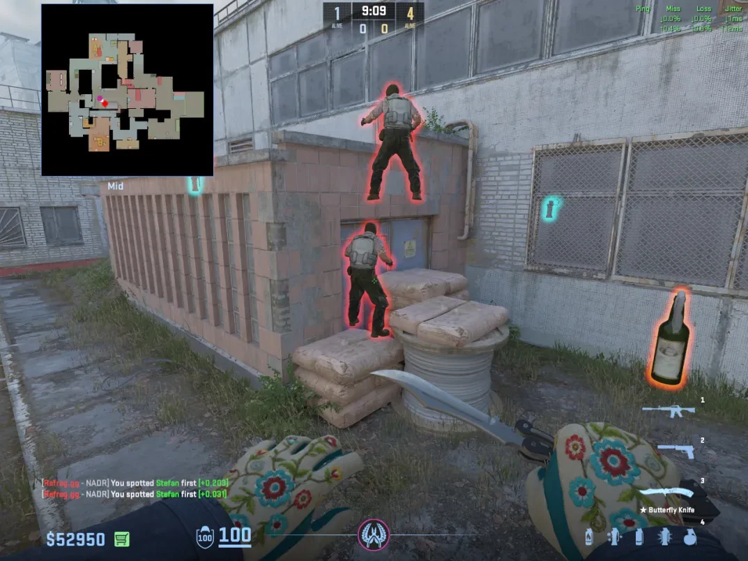 Two CT players stack beside Mid to boost onto the roof toward Vents.
