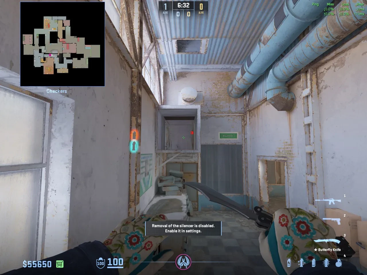 A CT in Checkers faces the vent opening before popping through.