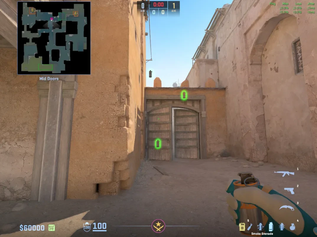 Smoke blocks Mid Doors as the CT prepares to take middle space.