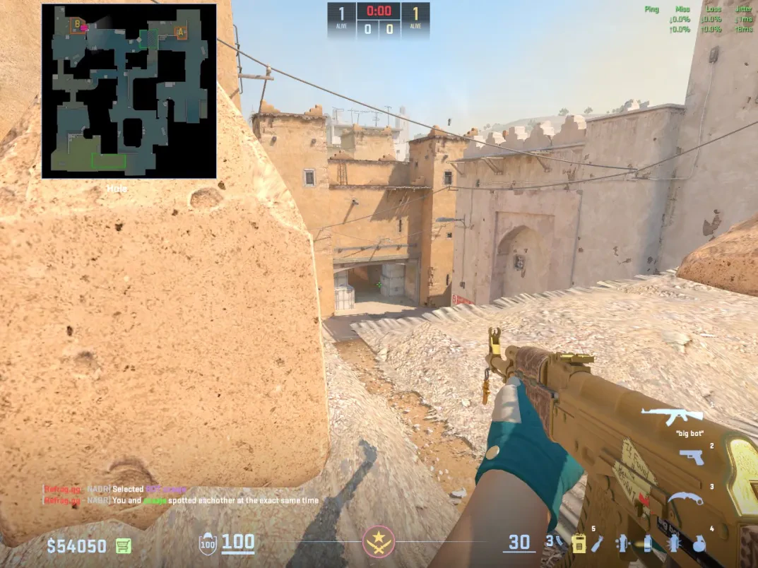 The boosted CT player holds the window-side angle over B from the raised position.