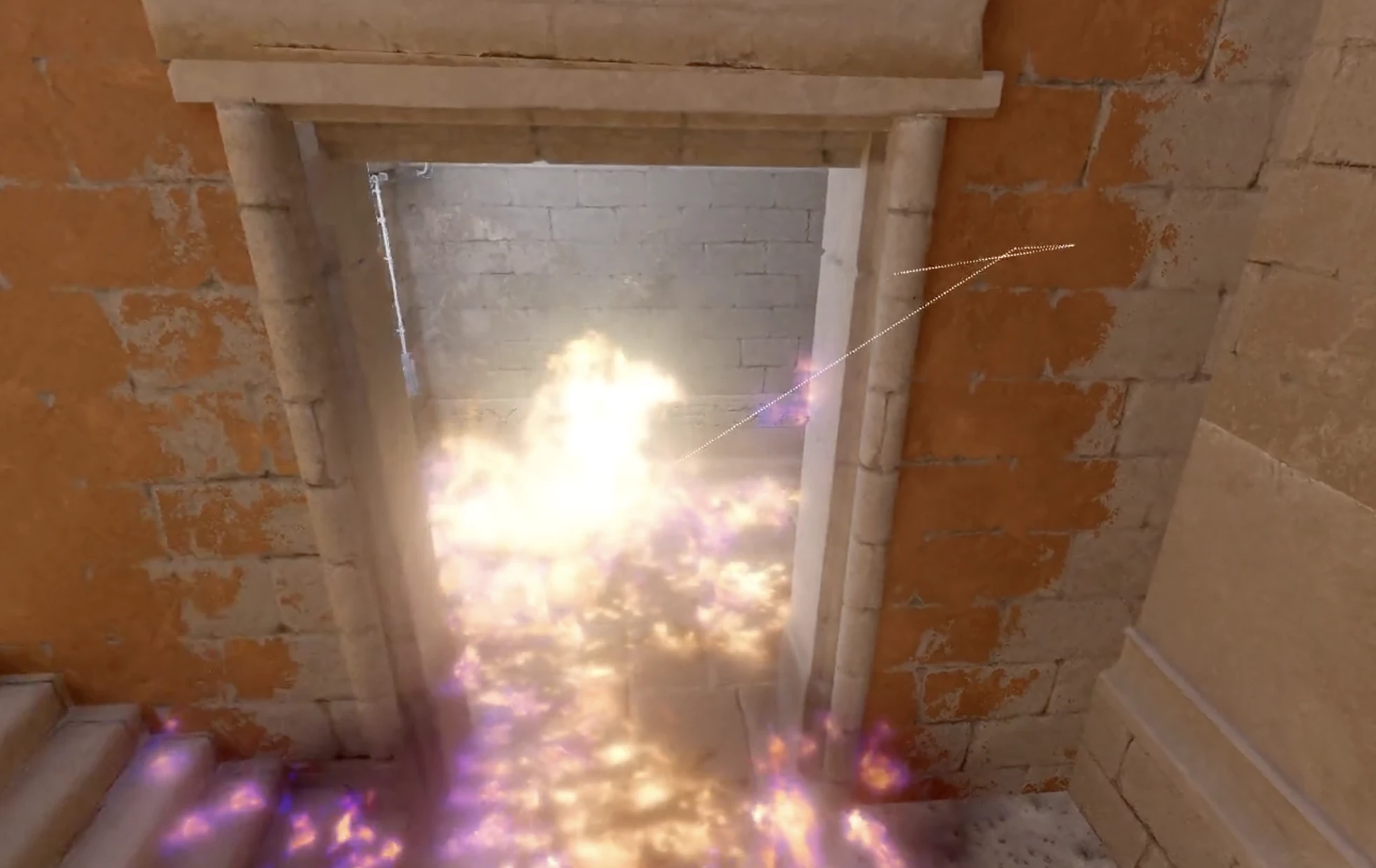Anubis E-Box Molotov burning the doorway into E Box