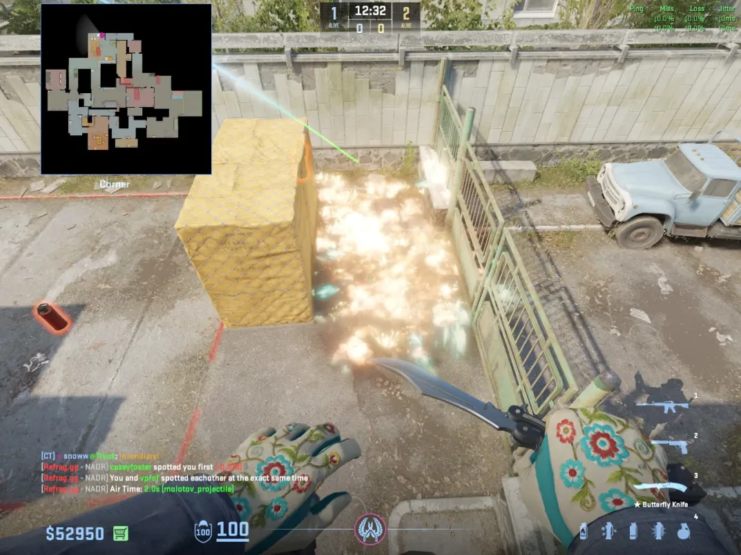 Cache Quad retake molly burning beside the Quad boxes