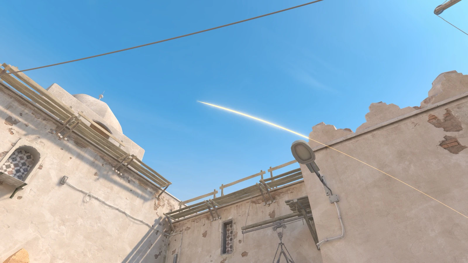 Dust 2 B Site flash trajectory from Upper Tunnels