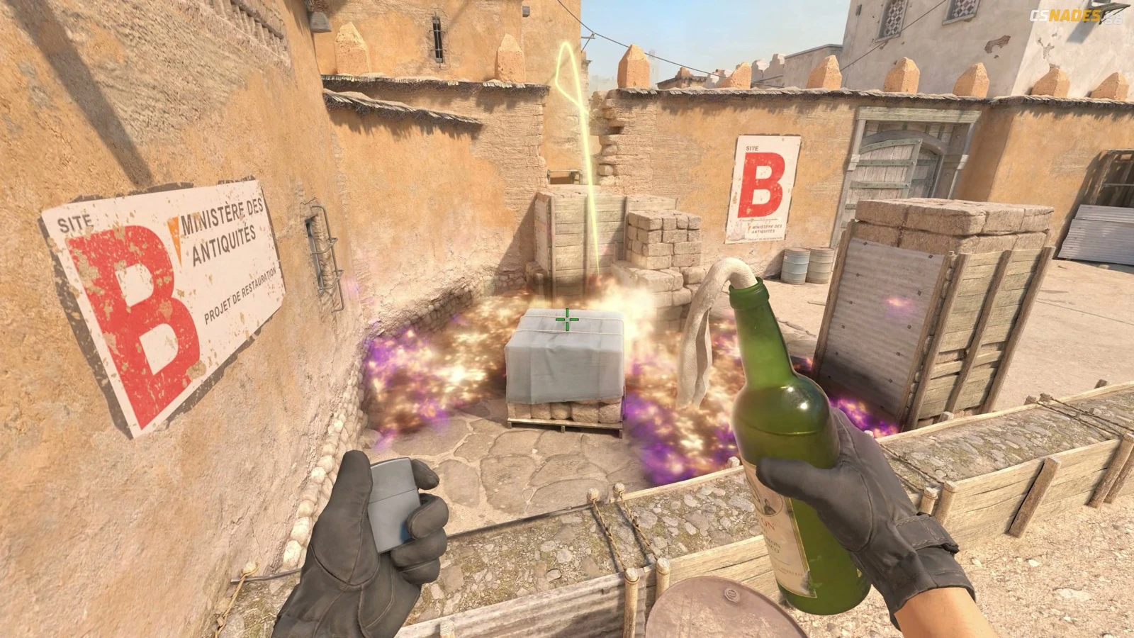 Dust 2 Under B Window molotov result from Scaffolding