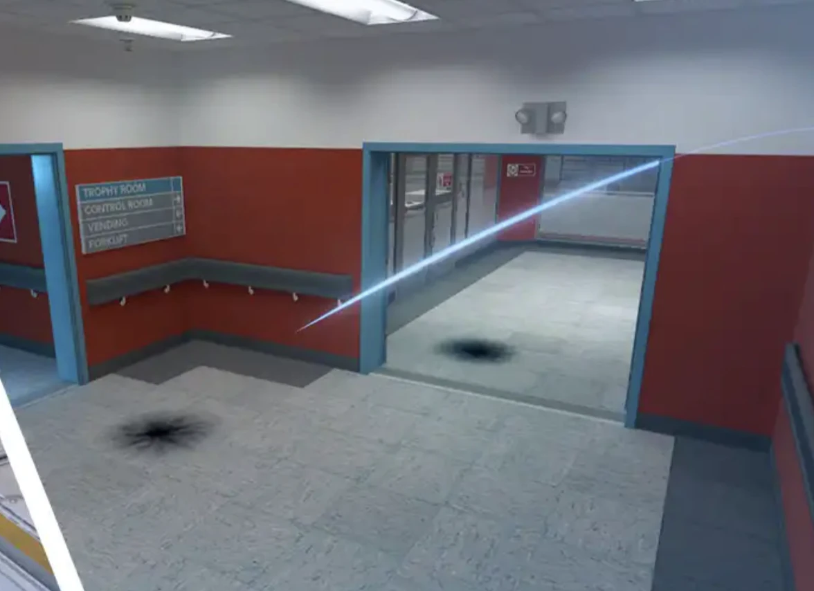 Nuke CT Trophy flash trajectory through Trophy Room
