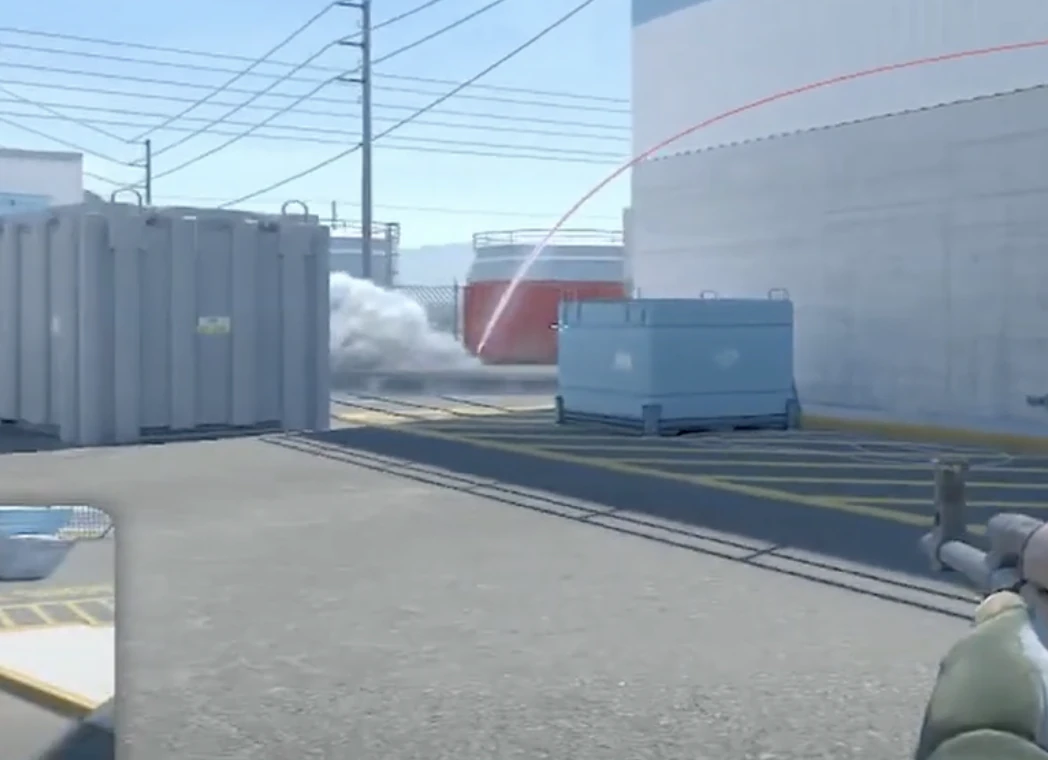Nuke Outside smoke break HE trajectory in Yard